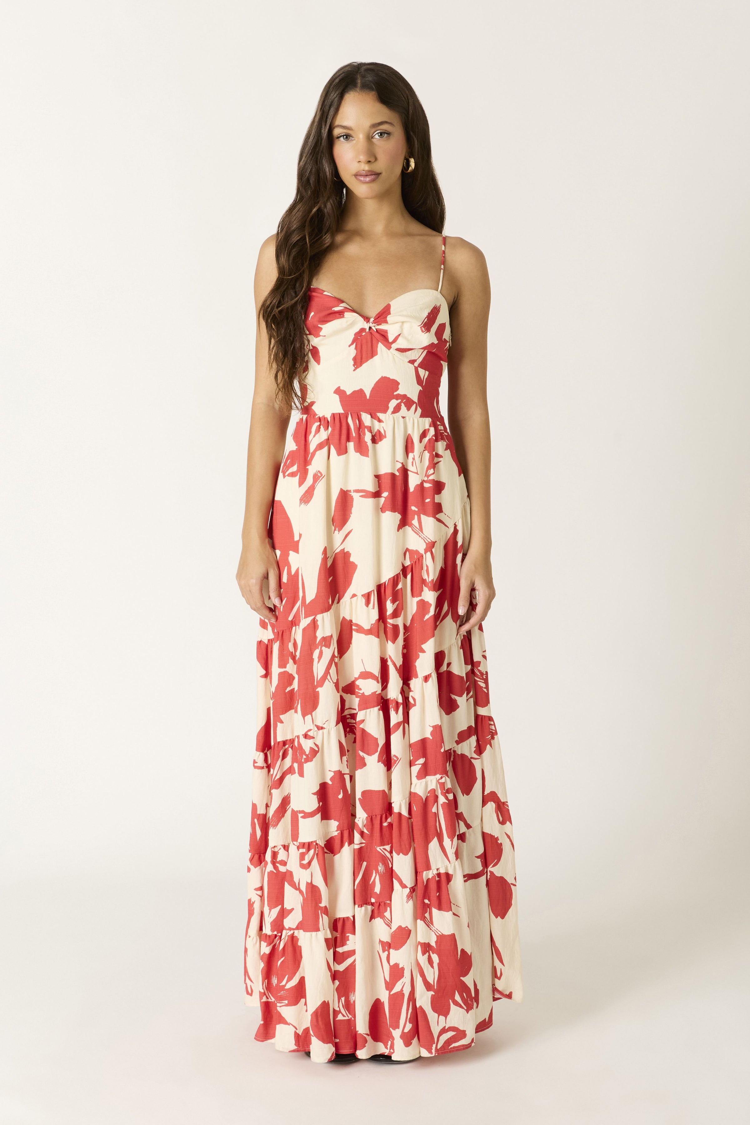 Leilani Floral Maxi Dress in Red
