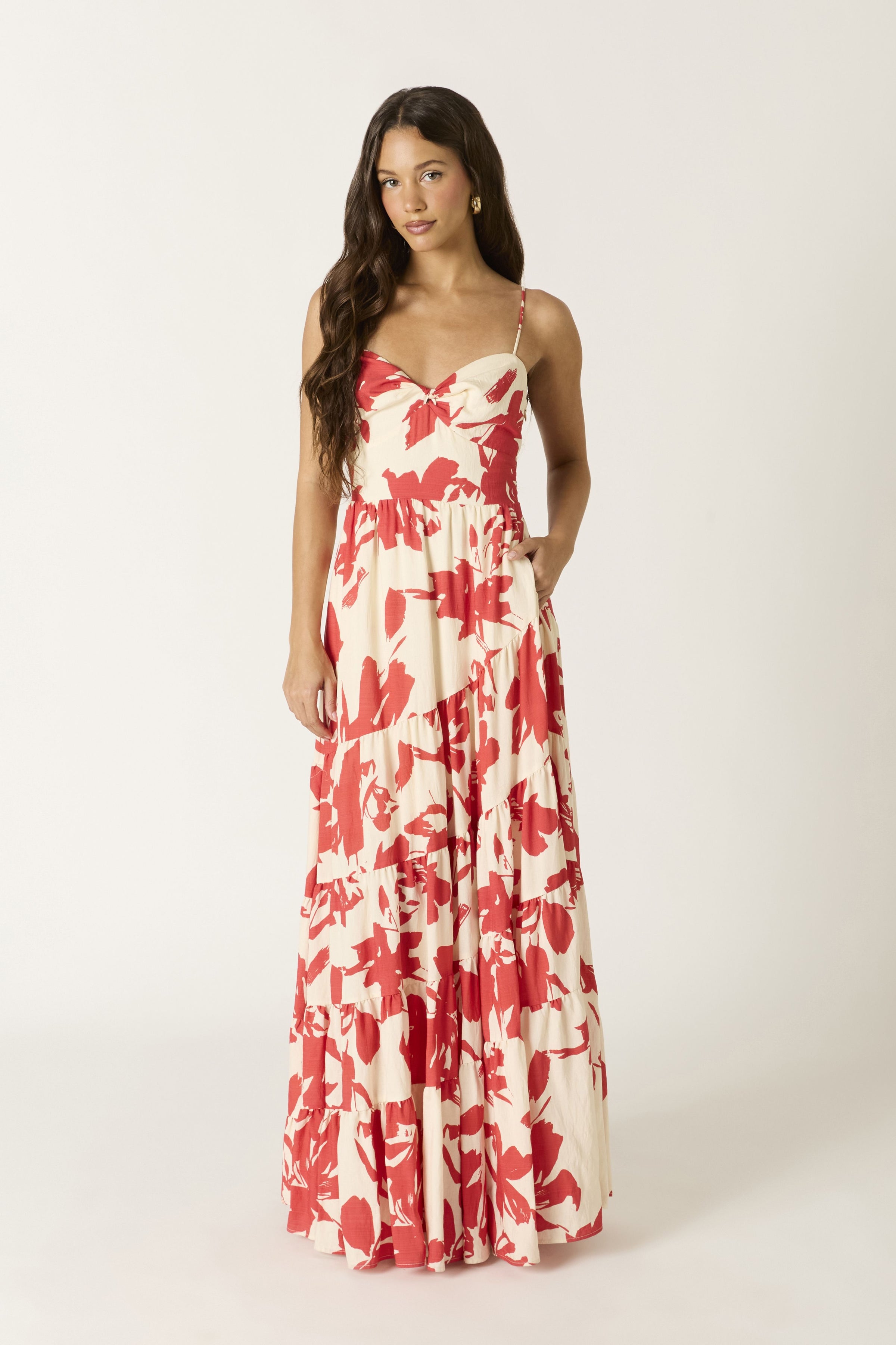Leilani Floral Maxi Dress in Red