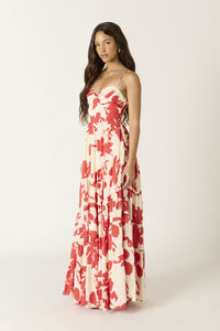 Leilani Floral Maxi Dress in Red