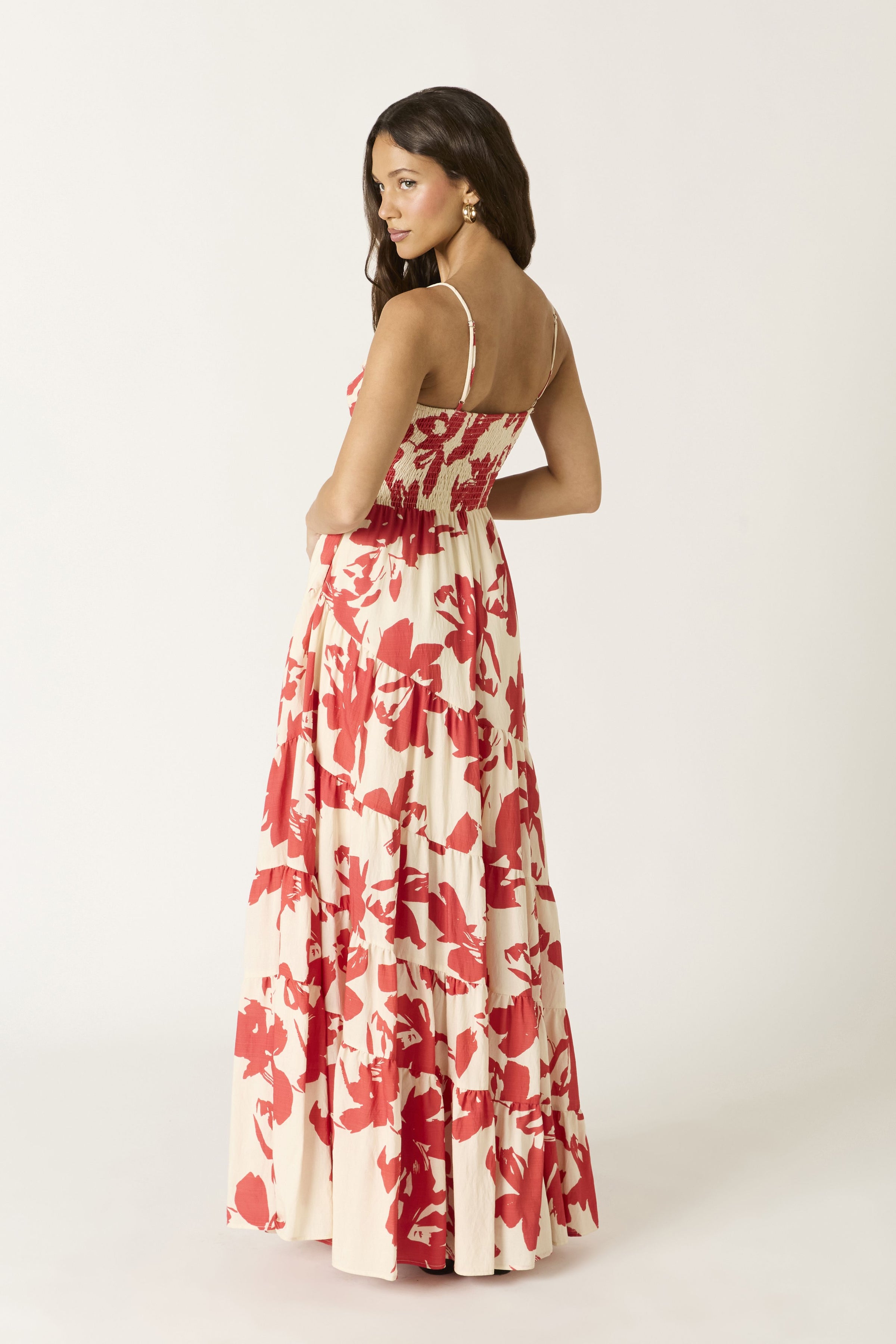 Leilani Floral Maxi Dress in Red
