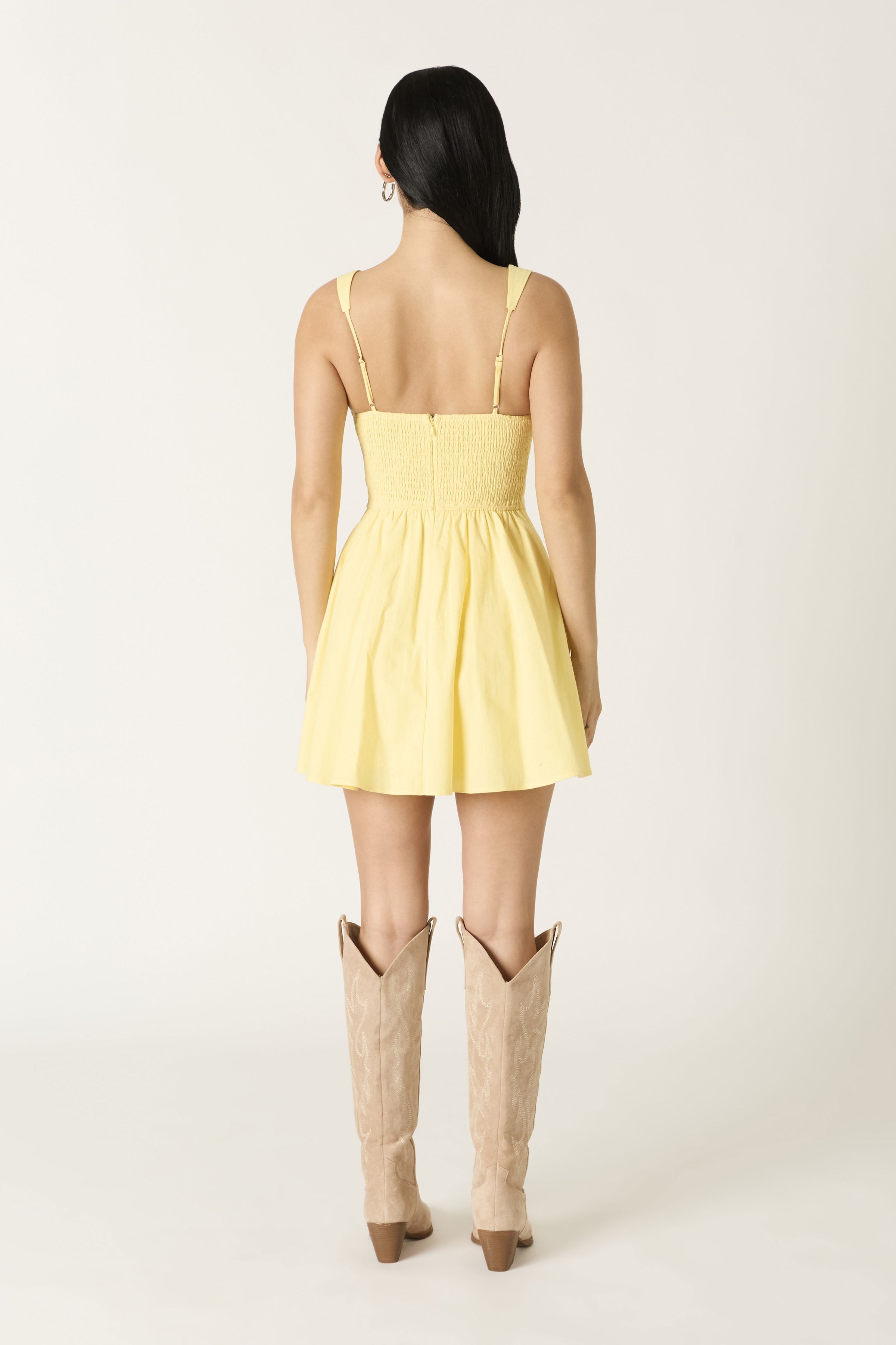 Spring Fling Pastel Mini Dress in Butter