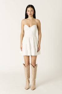 Violette Tiered Ruffle Mini Dress in White