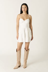 Violette Tiered Ruffle Mini Dress in White