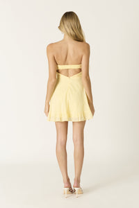 Lemon Squeeze Tie Front Straples Mini Dress