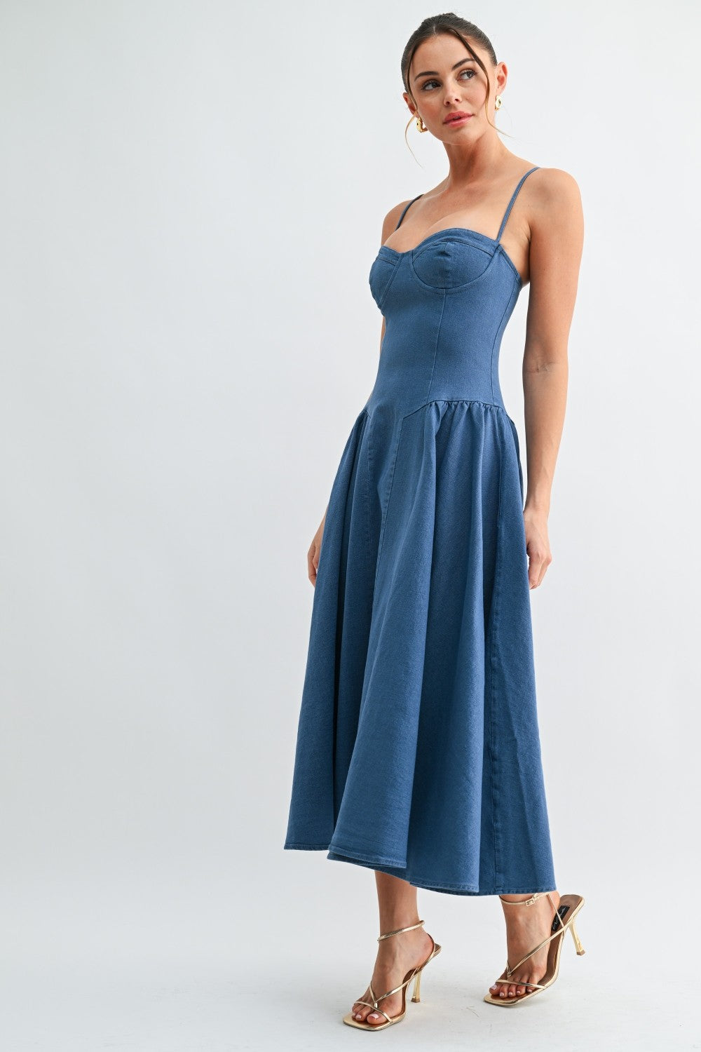 Denim Corset Midi Dress FINAL SALE XSMALL / Denim