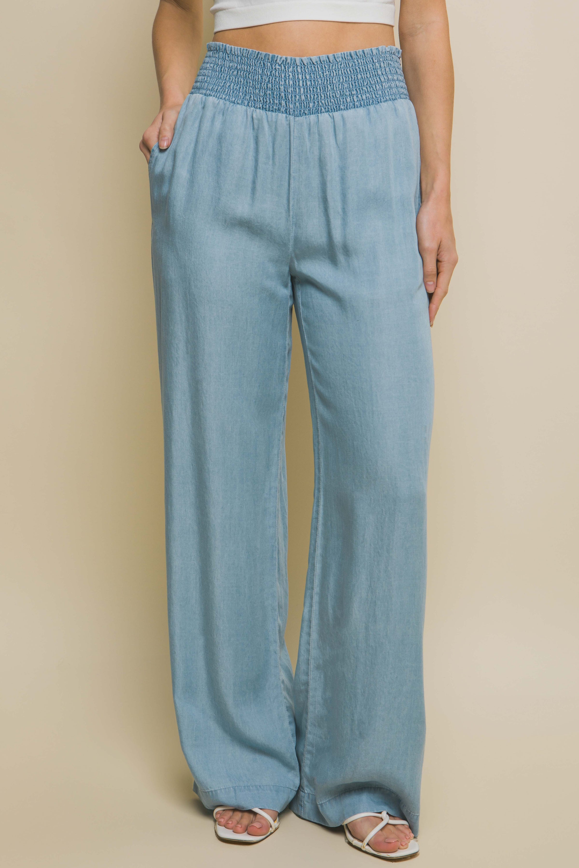 Wide Leg Tencel Pant (in Light Blue