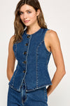 Fitted Button Denim Top