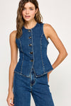 Fitted Button Denim Top