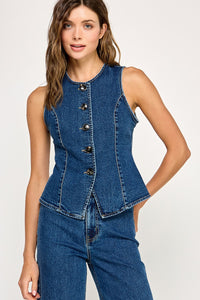 Fitted Button Denim Top