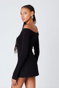 Mini Skirt with Slit in Black