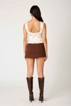 Mini Skirt with Slit in Chocolate