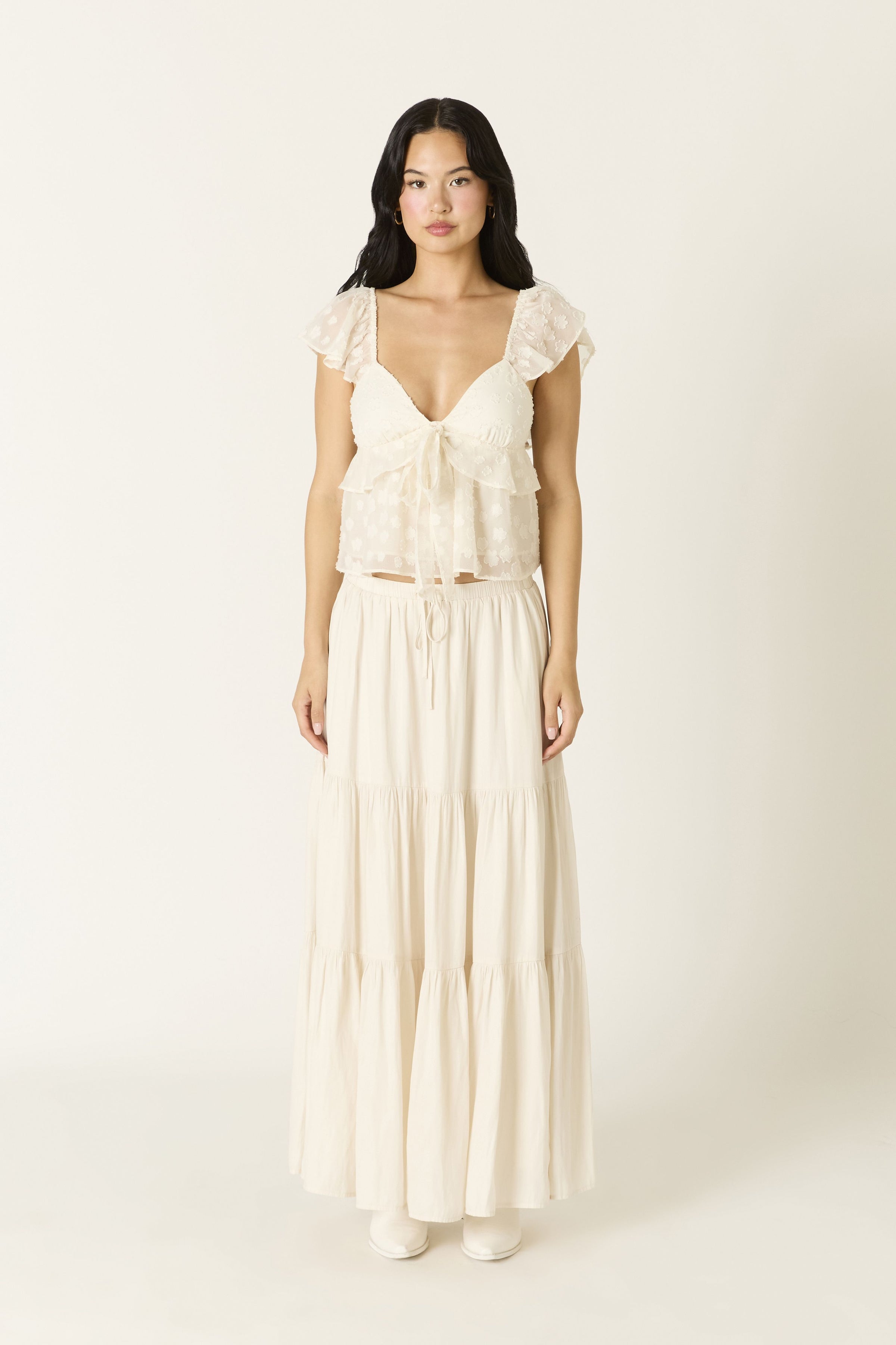 Portofino Satin Tiered Maxi Skirt