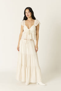 Portofino Satin Tiered Maxi Skirt