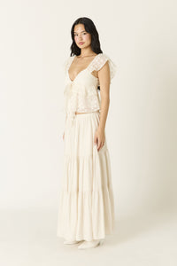Portofino Satin Tiered Maxi Skirt