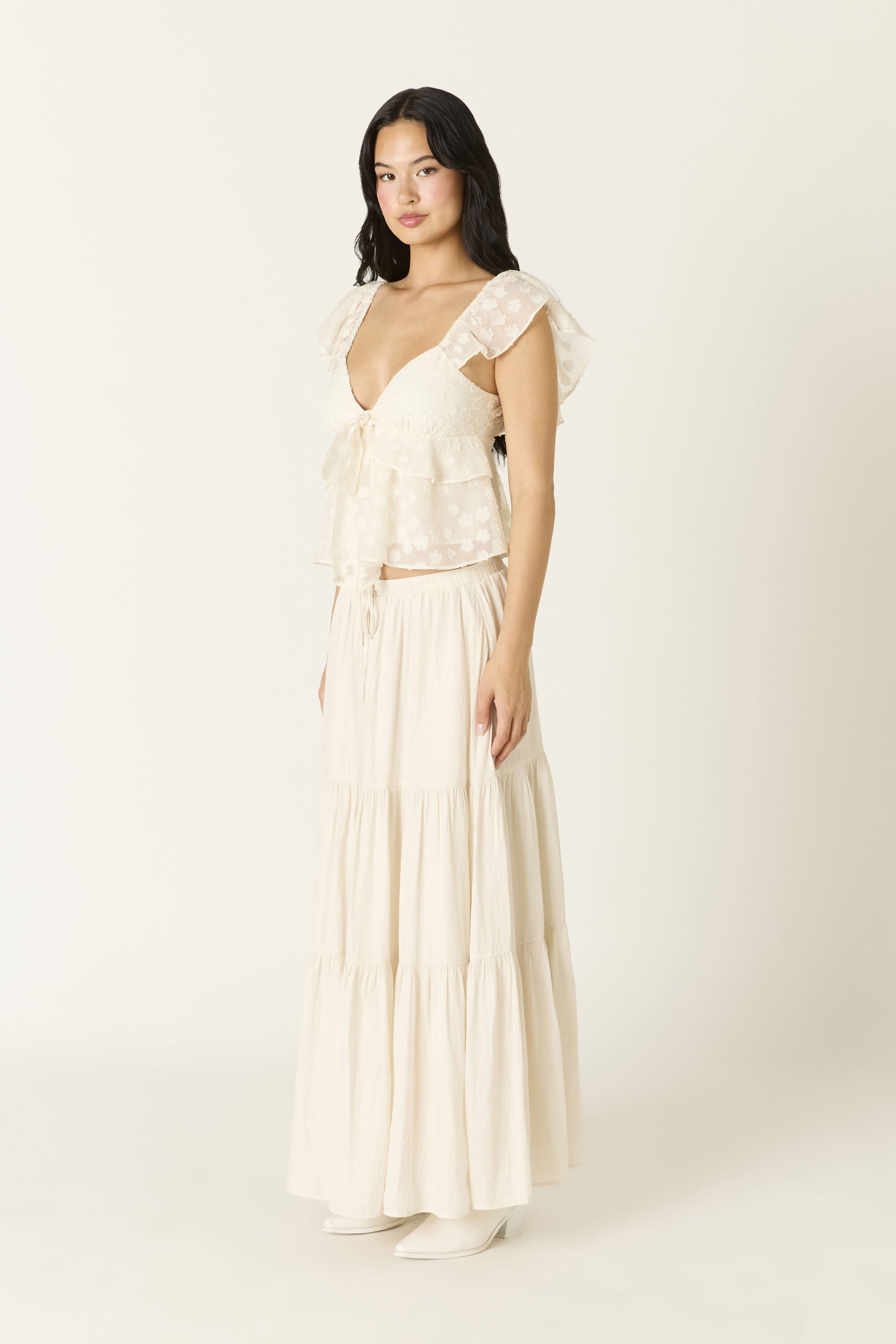 Portofino Satin Tiered Maxi Skirt