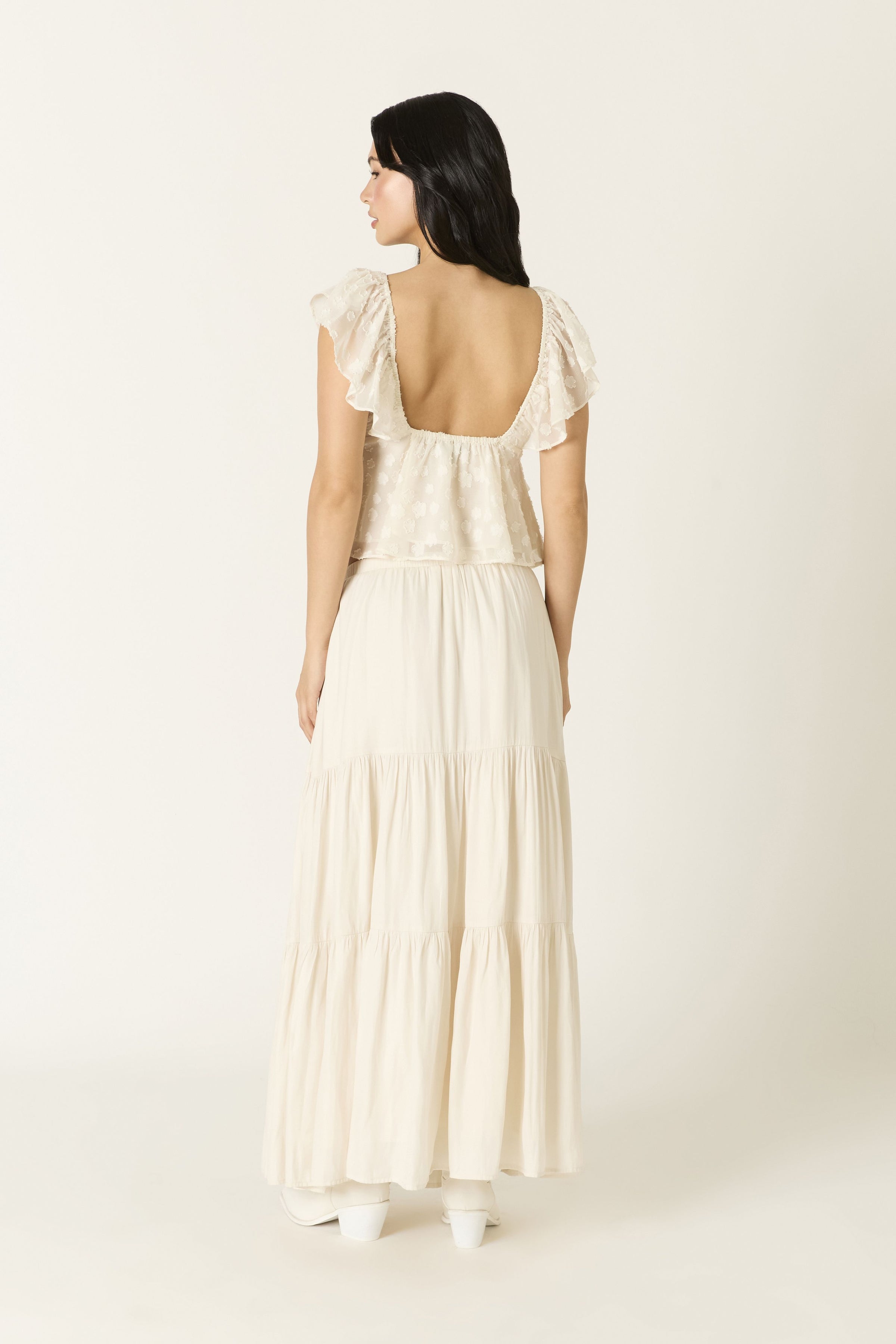 Portofino Satin Tiered Maxi Skirt