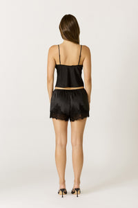 Après Satin Lace Trim Shorts in Black