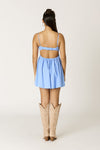 Stretch Poplin Open back Mini Dress in Blue