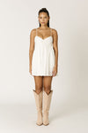 Stretch Poplin Open back Mini Dress in White
