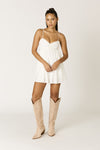 Stretch Poplin Open back Mini Dress in White