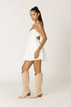 Stretch Poplin Open back Mini Dress in White