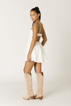 Stretch Poplin Open back Mini Dress in White