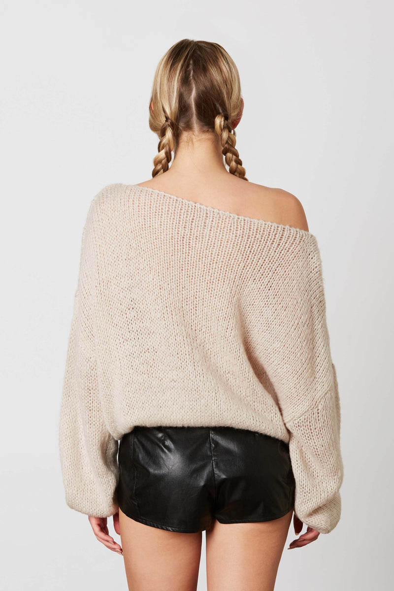 Lizette Off Shoulder Sweater in Oat