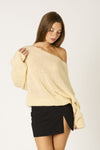 Off Shoulder Chunky SWeater In Butter