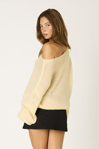 Off Shoulder Chunky SWeater In Butter
