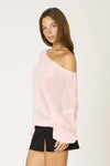 Off Shoulder Chunky Sweater In Pink