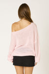 Off Shoulder Chunky Sweater In Pink