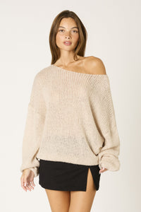 Off Shoulder Chunky SWeater In Ercu