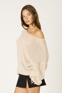 Off Shoulder Chunky SWeater In Ercu