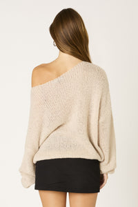 Off Shoulder Chunky SWeater In Ercu