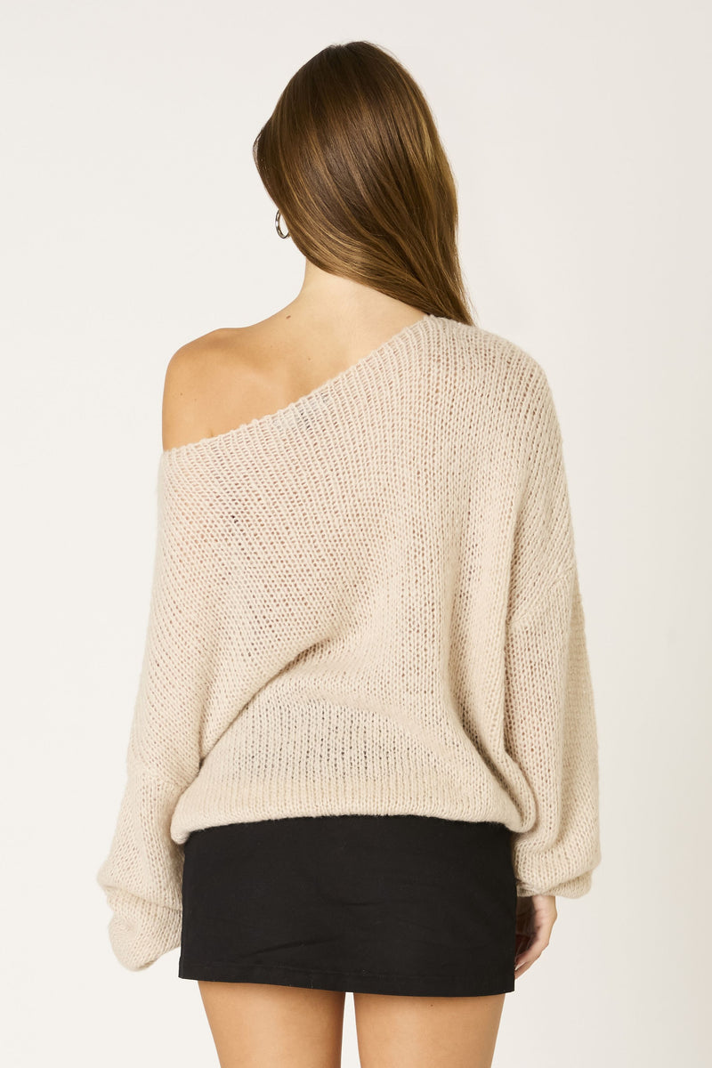 Off Shoulder Chunky SWeater In Ercu