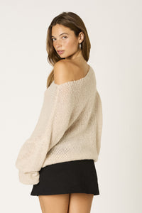 Off Shoulder Chunky SWeater In Ercu