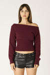 Off Shoulder Plum Sweater