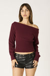 Off Shoulder Plum Sweater
