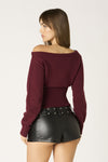 Off Shoulder Plum Sweater