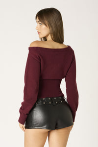 Off Shoulder Plum Sweater