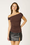 Going Out One Shoulder Chocolate Top