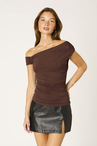 Going Out One Shoulder Chocolate Top