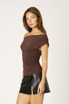 Going Out One Shoulder Chocolate Top