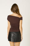 Going Out One Shoulder Chocolate Top
