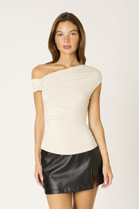 Going Out One Shoulder Ecru Top