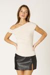 Going Out One Shoulder Ecru Top
