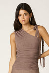 One Shoulder Asymetrical Top In Mocha