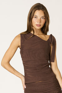 Chocolate asymmetrical top 