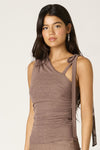 One Shoulder Asymetrical Top In Mocha