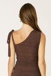 One Shoulder Asymetrical Top In Chocolate